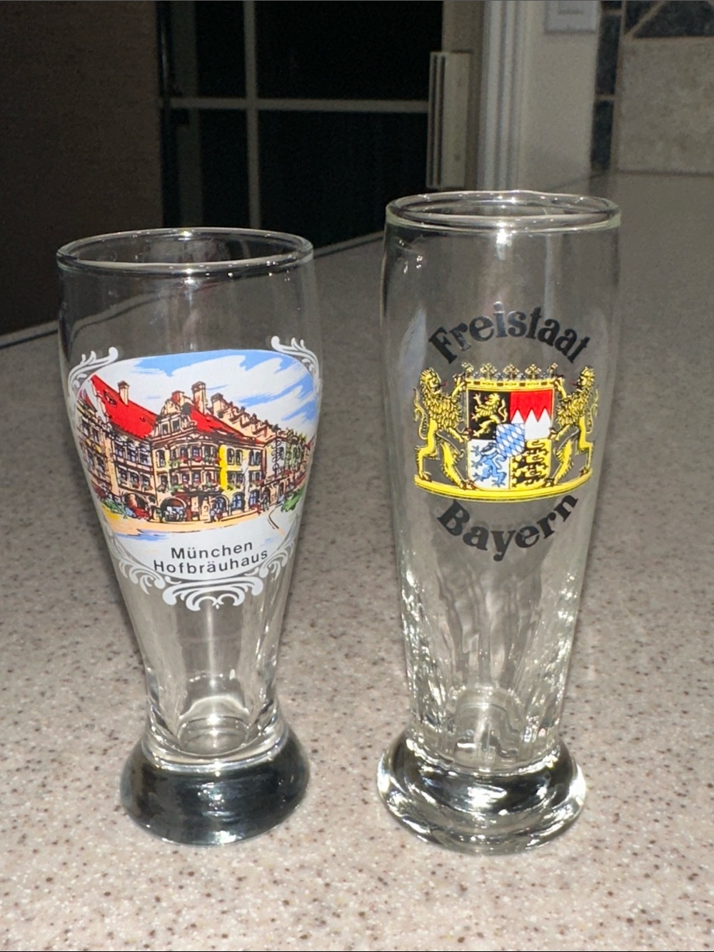 2 German shot glasses Munich Hofbrauhaus & Freistaat Bayern Germany Oktoberfest